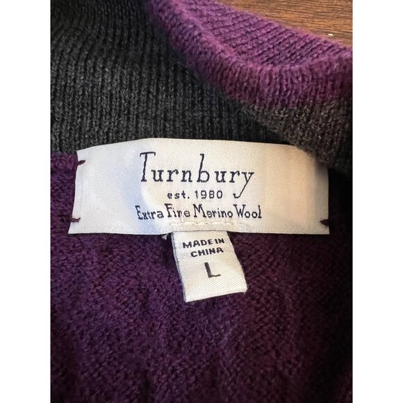 Turnbury Purple Merino Wool Baselayer Sweater Lagom Preppy Classic Men's Large - Picture 6 of 9